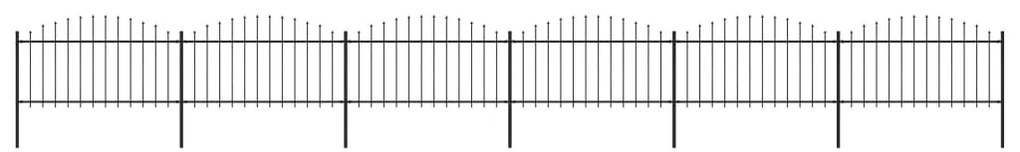 Cerca de jardim com topo em lanças (1,25-1,5)x10,2 m aço preto