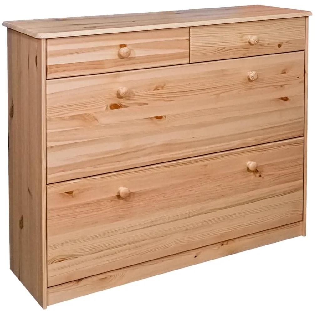 vidaXL Sapateira com 2 compartimentos 113x35x89 cm pinho maciço