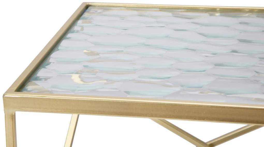 CONJUNTO DE 2 MESAS DE APOIO DOURADAS 31,5X31,5X68-28X28X64 CM