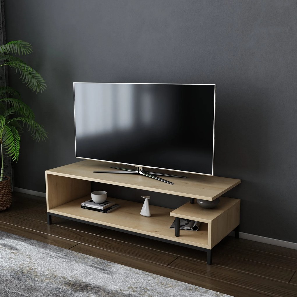 Móvel TV Reilly – Preto Carvalho – 120 cm x 44,6 cm x 37,6 cm