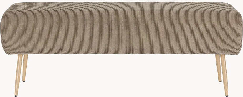 Banco em bombazina com pernas com aspeto de madeira Olga