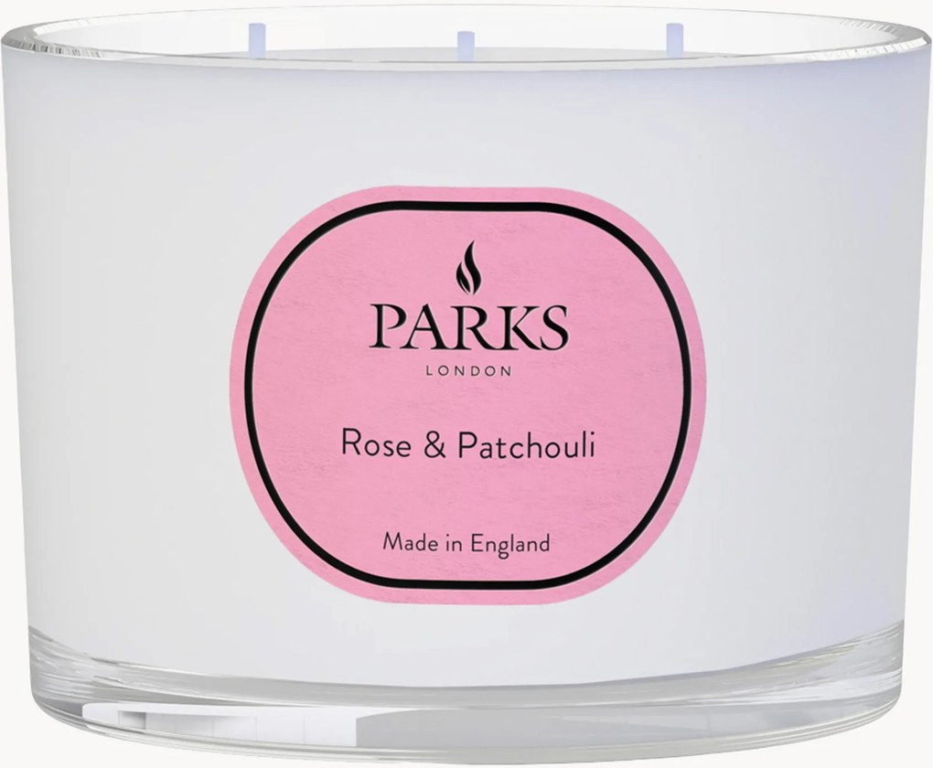 Vela perfumada artesanal com três pavios Vintage Aromatherapy (rosa, patchouli, caules verdes)