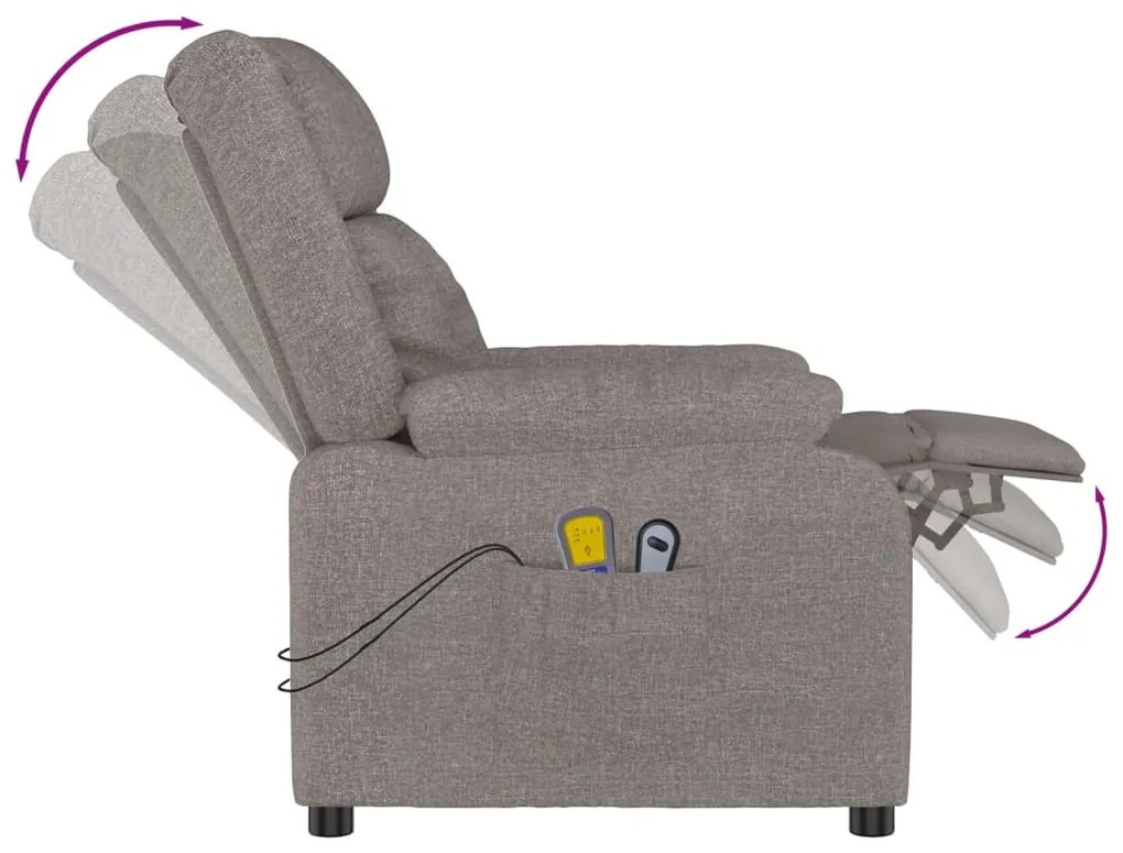 Poltrona de massagens elétrica reclinável tecido cinza-acast.