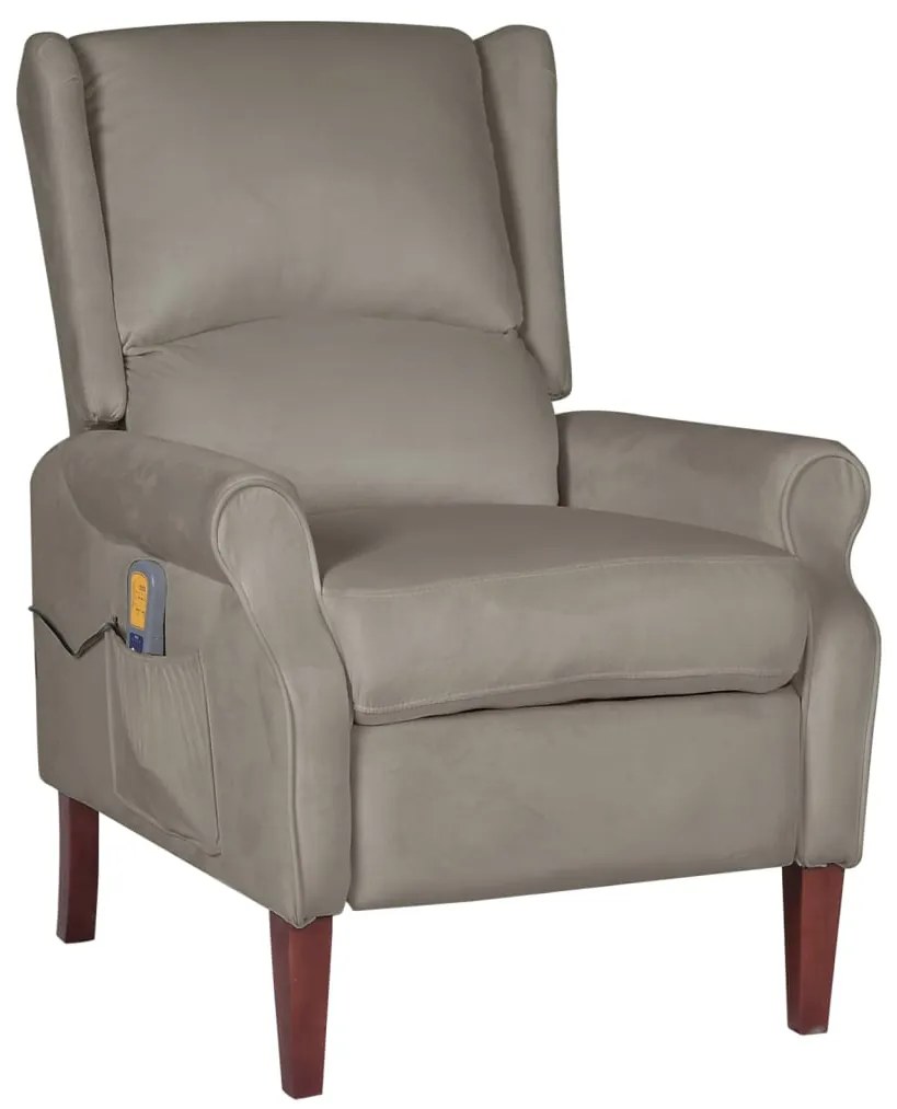 vidaXL Poltrona de massagens reclinável veludo cinzento-claro