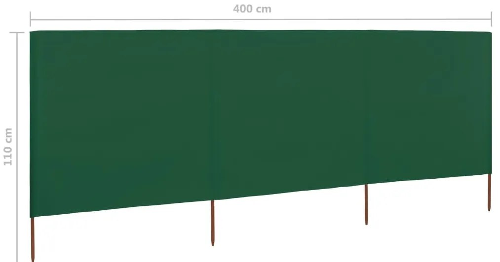 Para-vento com 3 painéis em tecido 400x80 cm verde