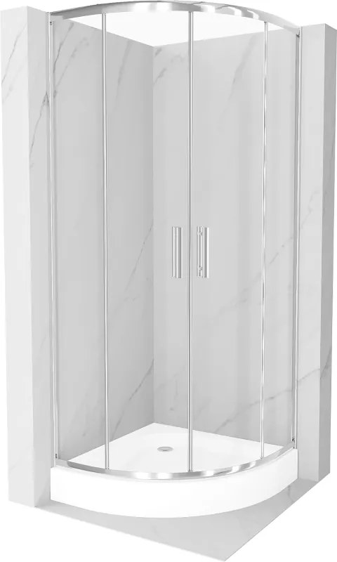 Mexen Rio cabine de duche semicircular 80 x 80 cm, transparente, cromado + base de duche, branco - 863-080-080-01-00-4710
