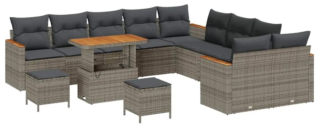 Conjunto de Sofá de Jardim vidaXL com Almofadas de 13 Peças Cinzento V