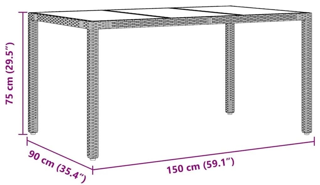 Conjunto de Jantar vidaXL de 7 Peças Preto Poliratan