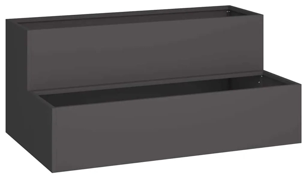 Vaso de Jardim - 2 Camadas Preto em Aço, 100x60x45 cm