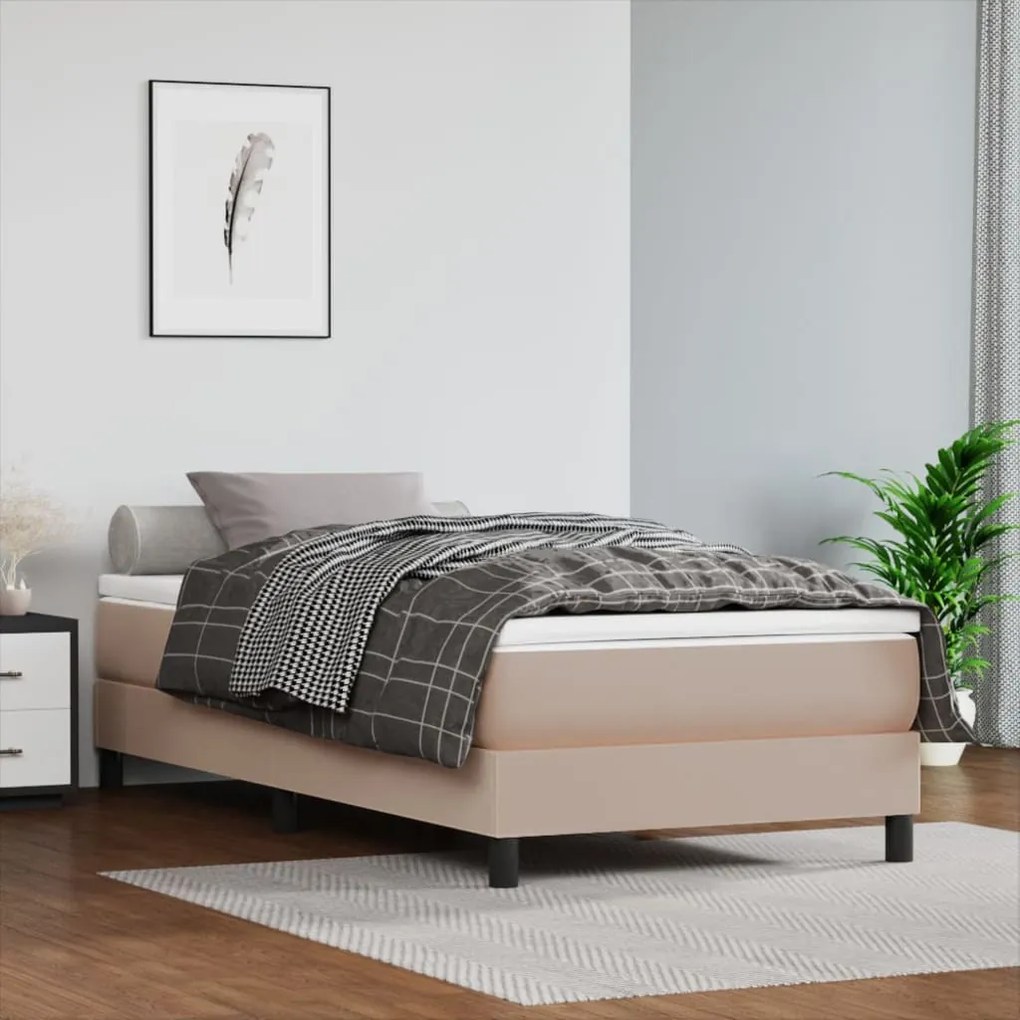 Estrutura de cama 80x200 cm couro artificial cor cappuccino