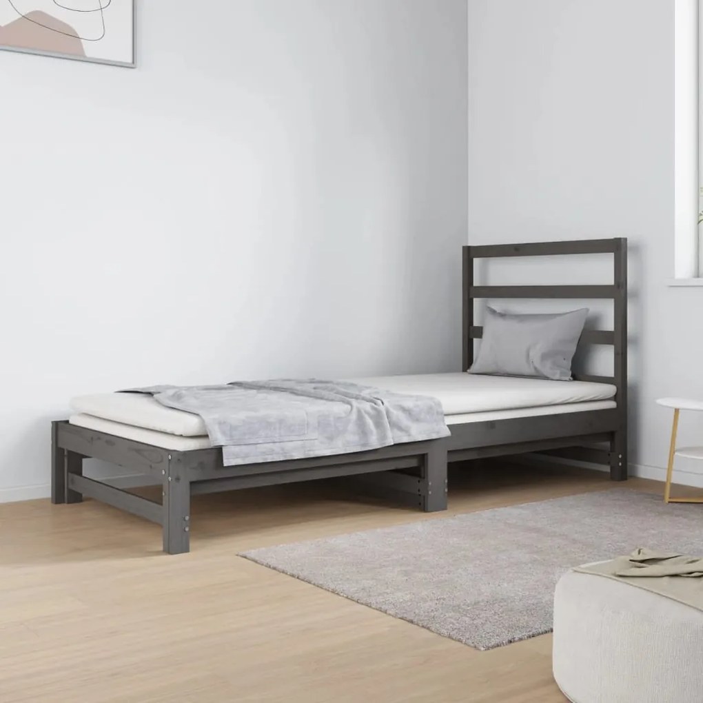 3124749 vidaXL Estrutura sofá-cama de puxar 2x(90x190) cm pinho maciço cinza