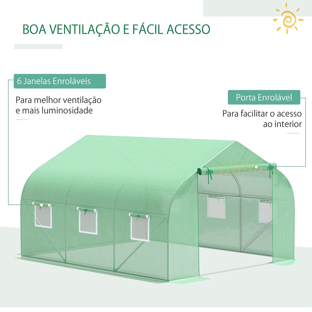 Outsunny Cobertura de Estufa de Túnel 3,5x3x2m Cobertura de Substituiç