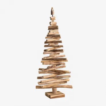 Árvore De Natal Em Madeira De Teca Jingle Castanho Madeira Escura & ↑120 Cm - Sklum