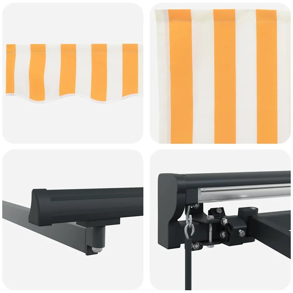 Toldo Retrátil Manual Laranja e Branco 500x300 cm