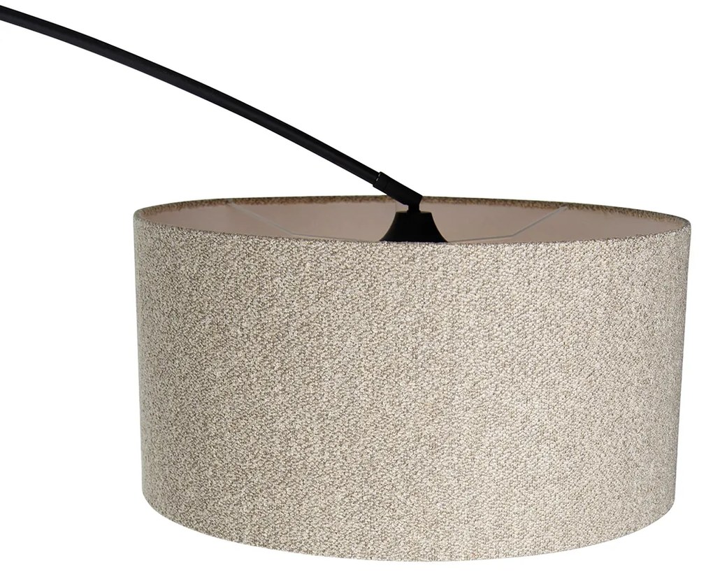 Candeeiro de arco moderno preto com abajur taupe 50 cm - XXL Moderno