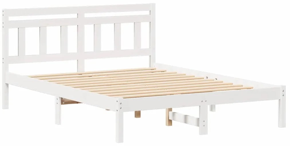 Estrutura da Cama Branco 140 x 190 cm Madeira de Pinheiro