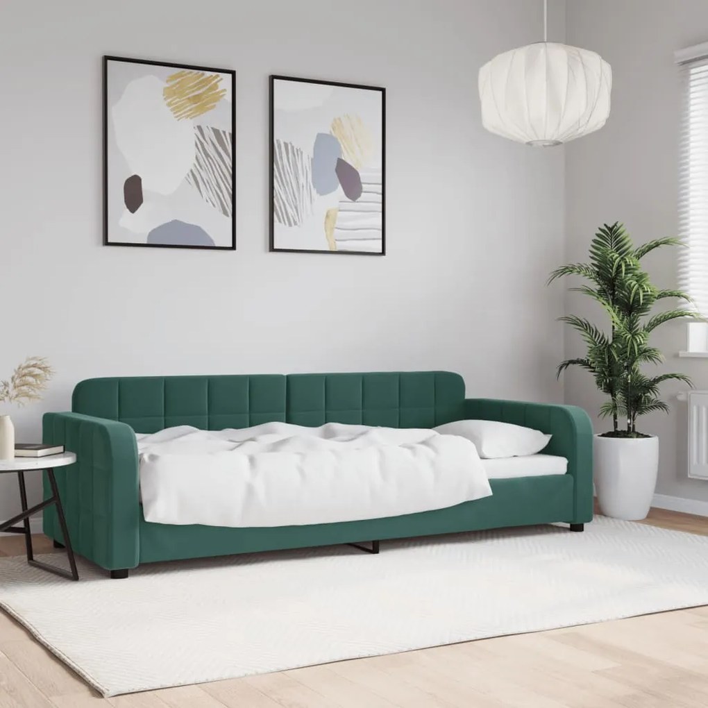 vidaXL Sofá-cama 80x200 cm veludo verde-escuro