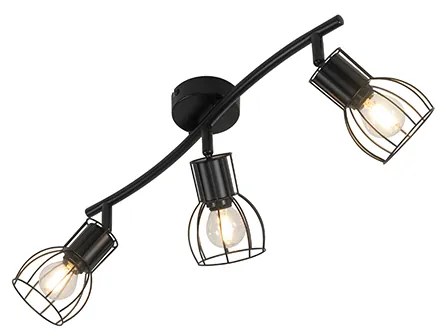 Candeeiro de teto moderno preto 63 cm 3 luzes ajustáveis - Botu Moderno