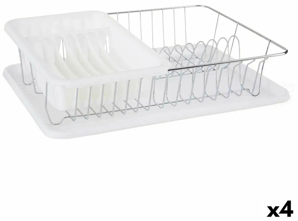 Escorredor de Louça Branco Metal Plástico 43,5 x 11 x 33,5 cm (4 Unidades)