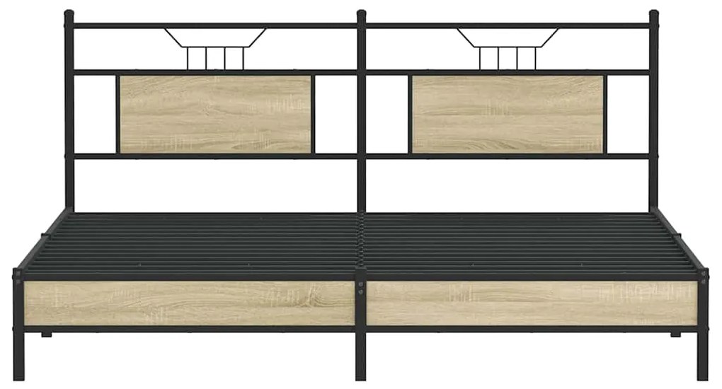 Estrutura de cama sem colchão 183x203 cm carvalho sonoma