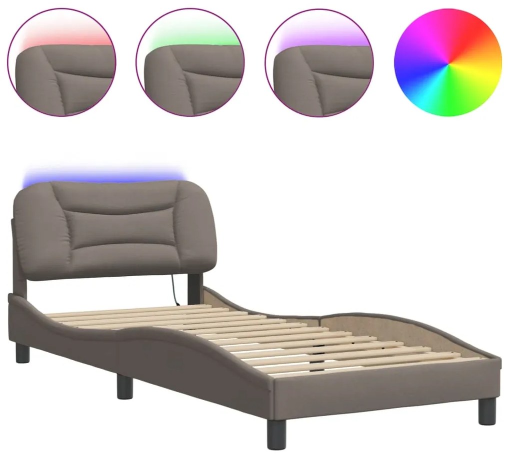 Estrutura de cama com LED sem colchão 80x200 cm tecido