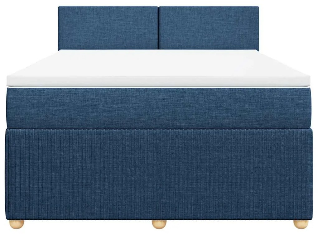 Cama com molas/colchão 160x200 cm tecido azul