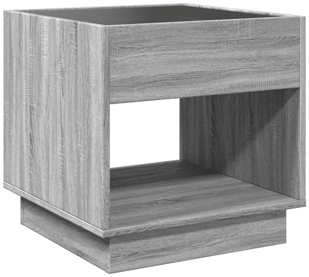 Mesa de cabeceira c/ LED Infinity 50x50x50 cm cinzento sonoma