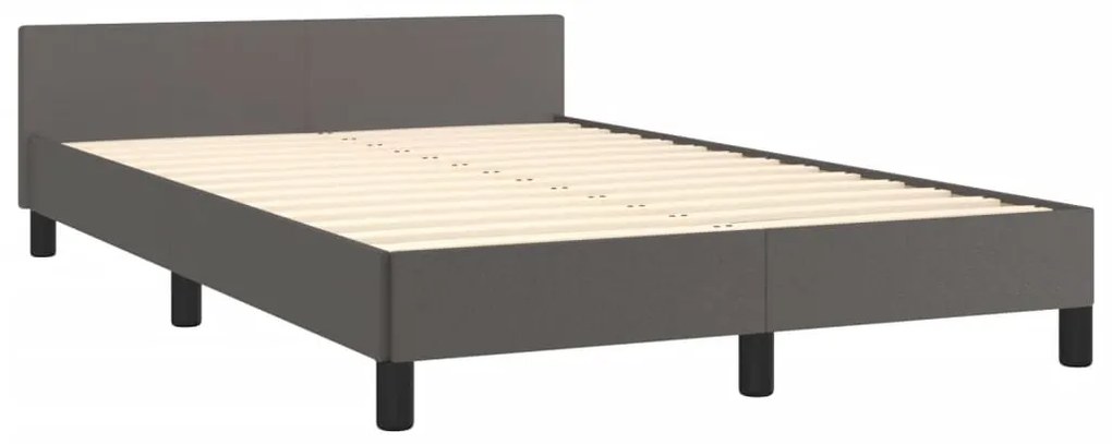 Estrutura de cama sem colchão 120x190cm couro do falso cinzento