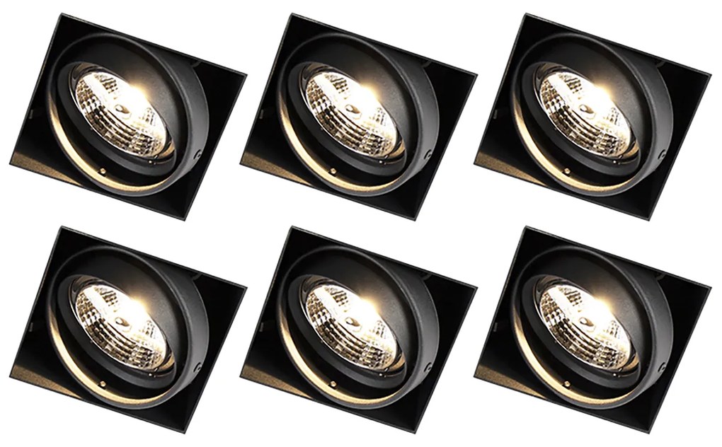 Conjunto de 6 focos embutidos pretos GU10 AR70 sem moldura - Oneon