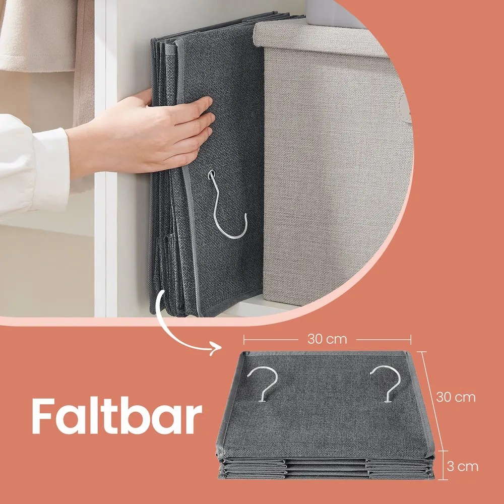 Conjunto de 2 organizadores para guarda roupa 30 x 30 x 90 cm (CABIDE NÃO INCLUIDO), prateleira suspensa, arrumação suspensa Cinza