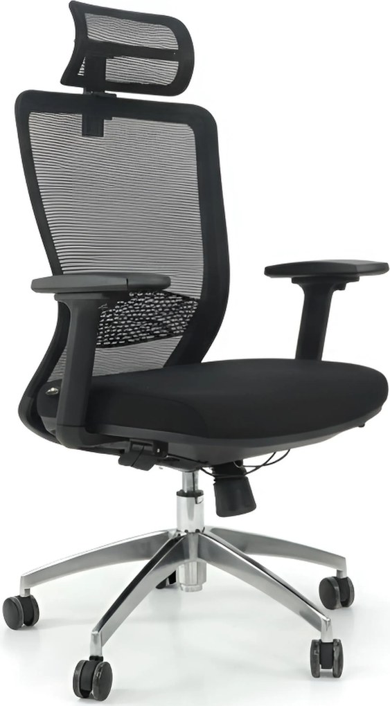 Cadeira Executiva Atlanta Preta Ergonómica com Apoio Lombar e Cabeça