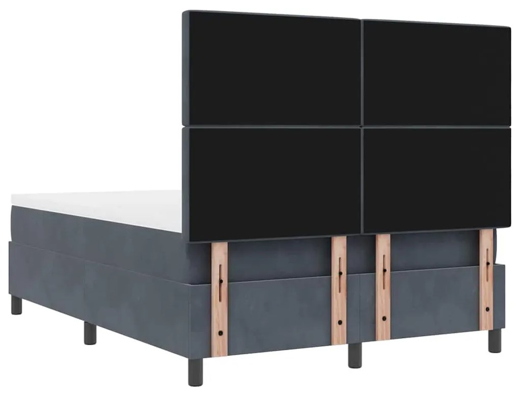 Cama Box Spring vidaXL com Colchão e LED Cinza Escuro 140x200 cm Velud