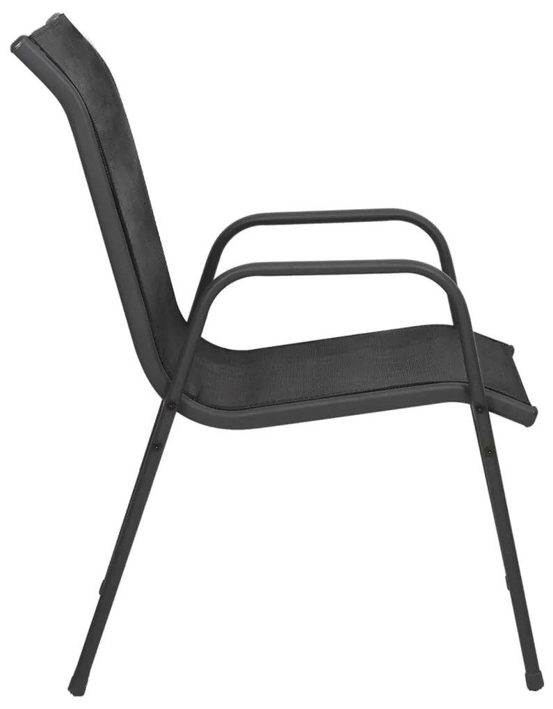 Cadeiras de jardim 4 pcs aço e textilene preto