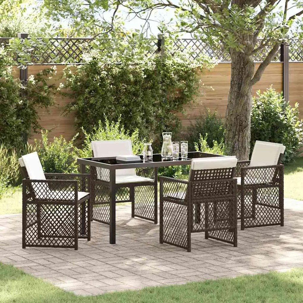 Conjunto de Jantar de Jardim vidaXL de 5 Peças com Almofadas Vime Sint