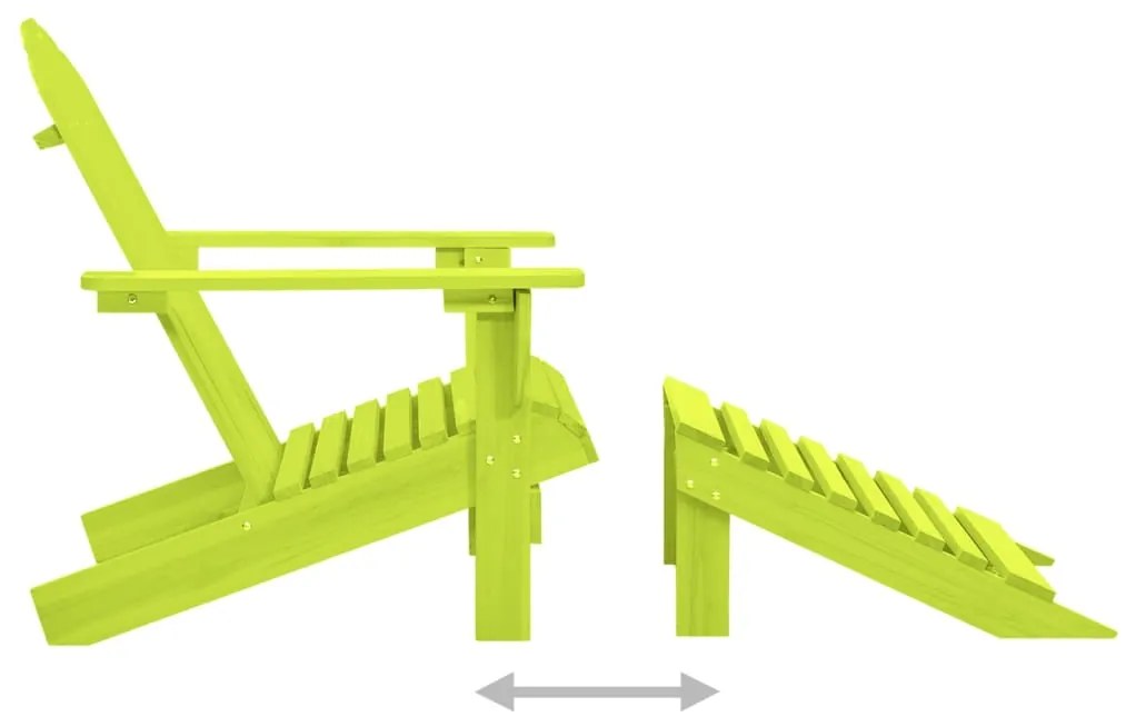 Cadeira Adirondack para jardim com otomano abeto maciço verde