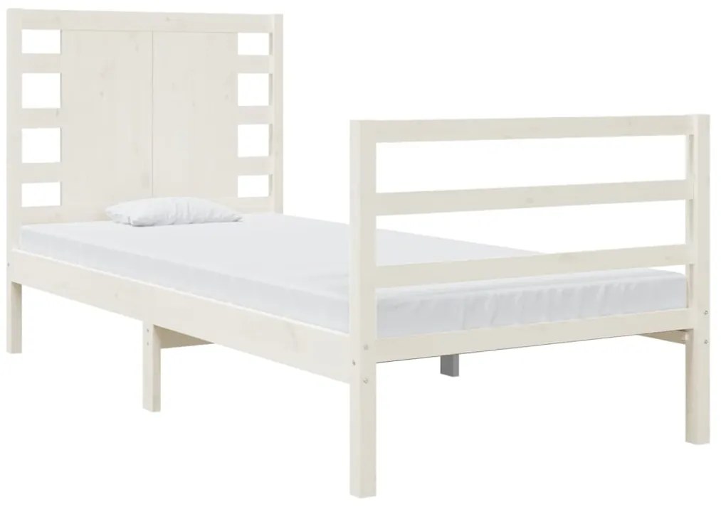 Cama sem colchão 75x190 cm madeira de pinho maciça branco