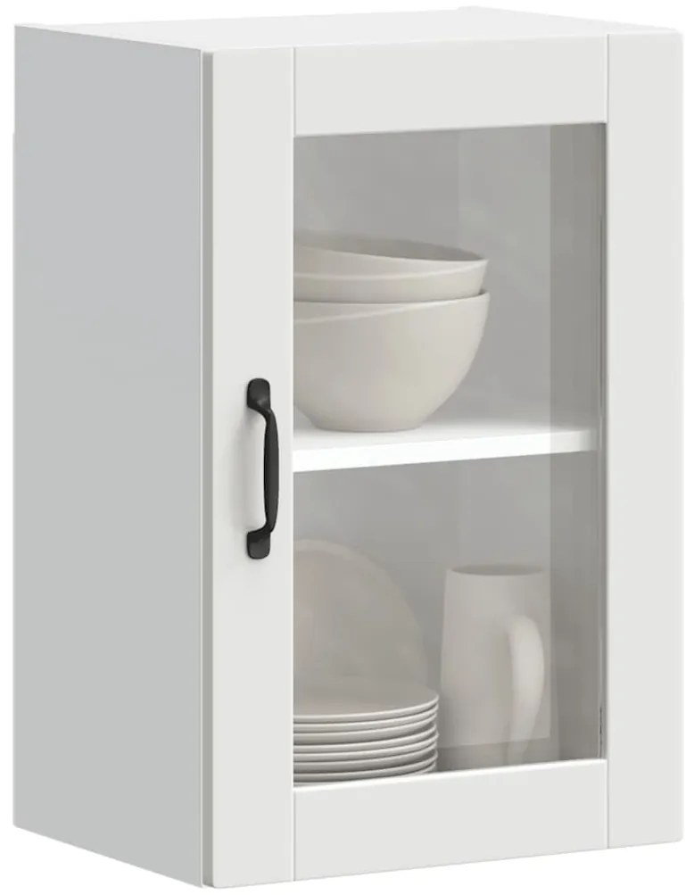 vidaXL Armário de parede de cozinha com porta de vidro Porto branco