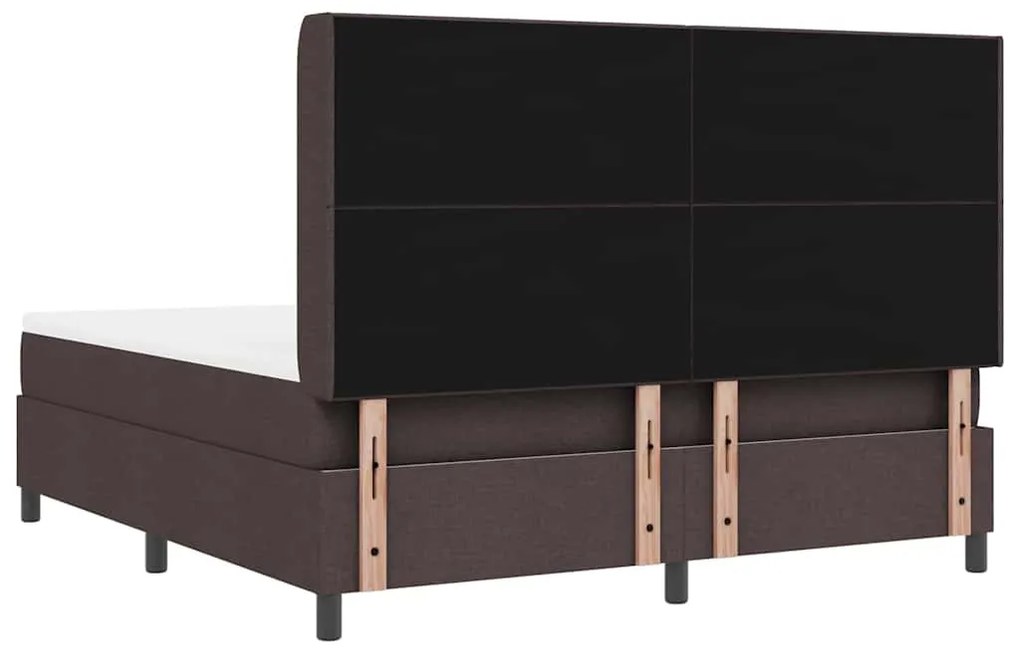Cama com estrado e colchão, LED, castanho escuro, 180 x 200 cm, tecido