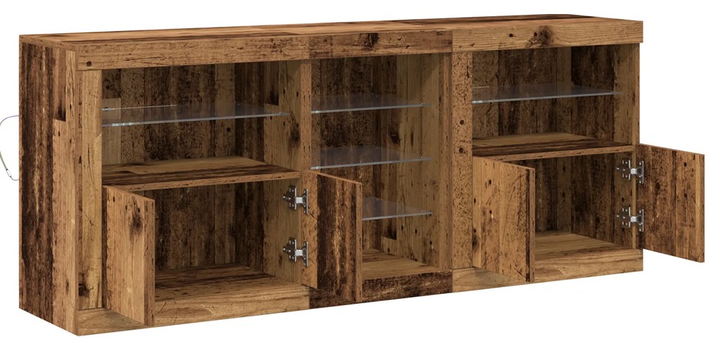 Aparador com Luzes LED Madeira Antiga 162x37x67 cm Madeira Engenharia
