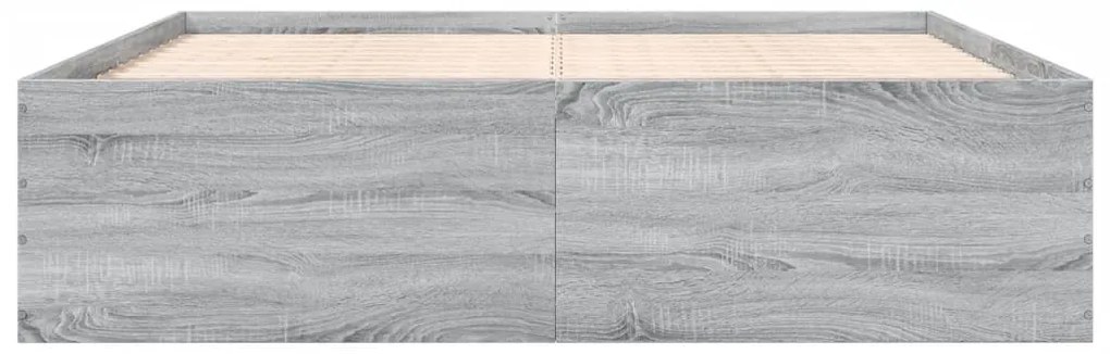 Estrutura de cama 200x200 cm derivados madeira cinzento sonoma