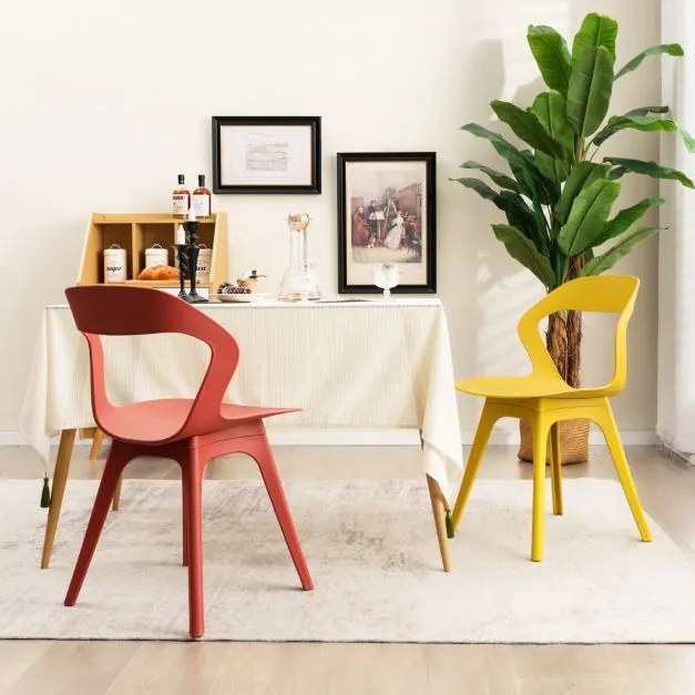 Conjunto de 4 cadeiras de jantar de plástico para cozinha modernas para sala de estar e receção Multicoloridas