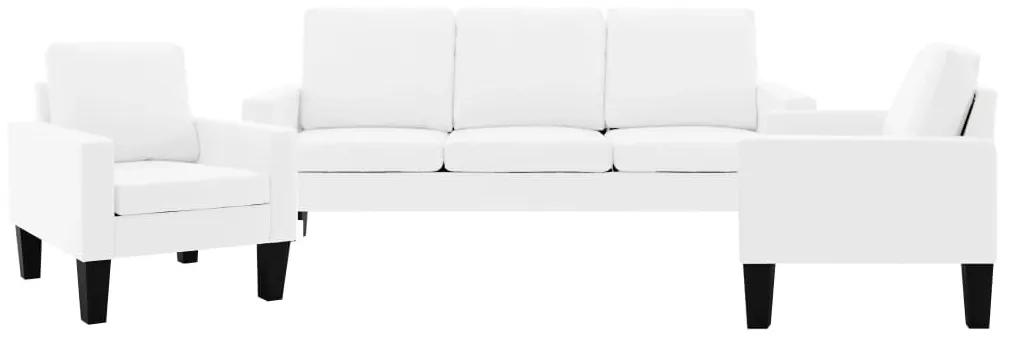3 pcs conjunto de sofás couro artificial branco