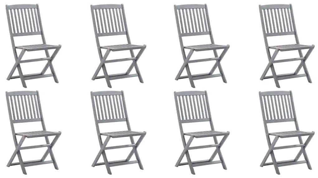 Cadeiras de exterior dobráveis 8pcs c/ almofadões acácia maciça