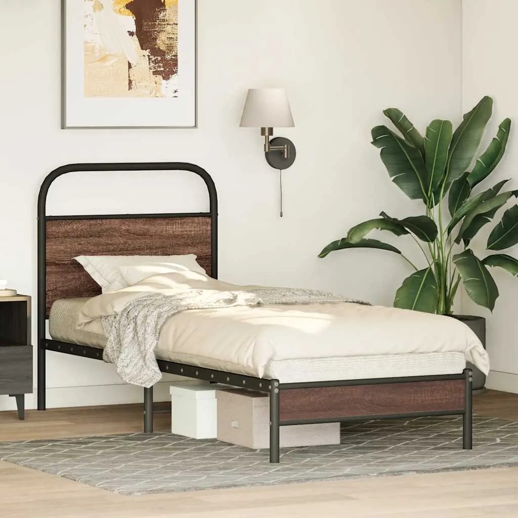 Estrutura cama s/ colchão derivados madeira carvalho castanho