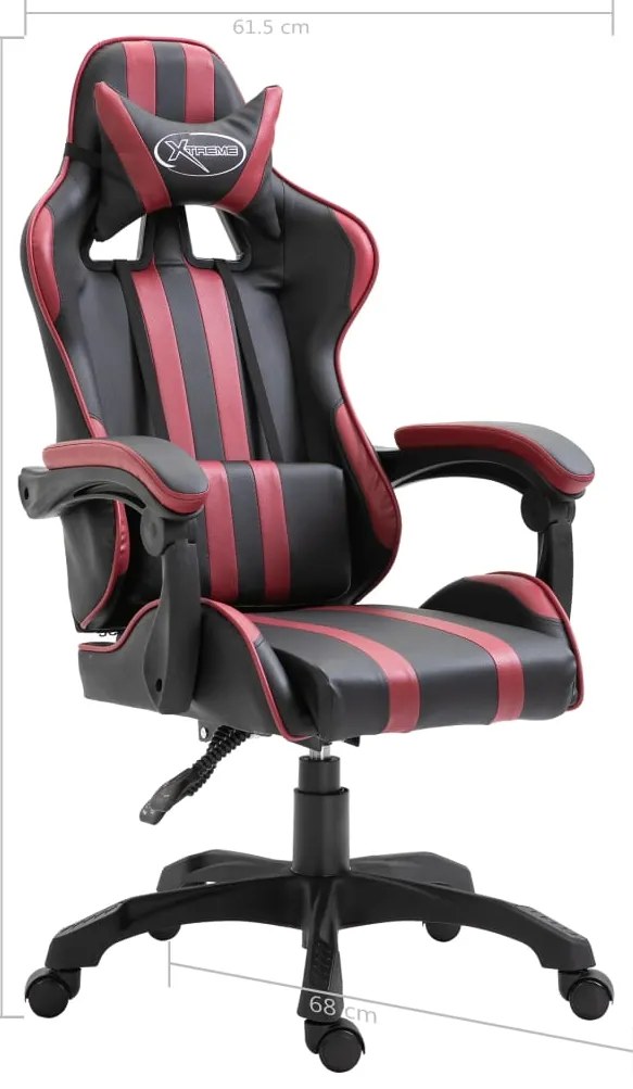 Cadeira de gaming couro artificial vermelho tinto