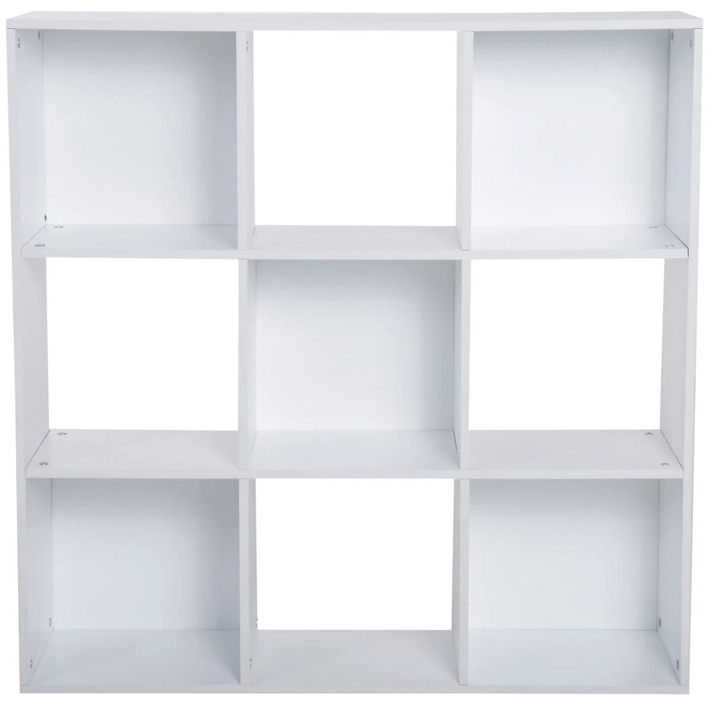 HOMCOM Estante para Livros de 3 Níveis Estante de Madeira com 9 Compartimentos Estante Modular 91,5x29,5x91,5 cm Branco | Aosom Portugal