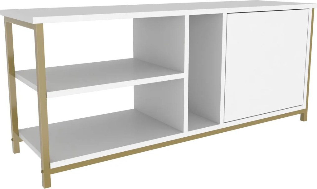 Móvel TV Neola – Dourado e Branco – 120 cm x 35,3 cm x 50,8 cm