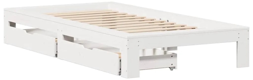 Cama sem colchão 90x200 cm madeira de pinho maciça branco