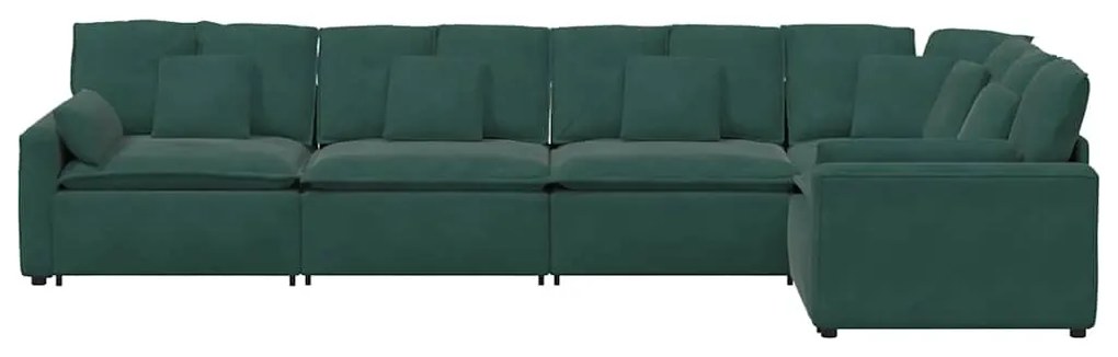 Sofá modular com almofadas veludo verde-escuro