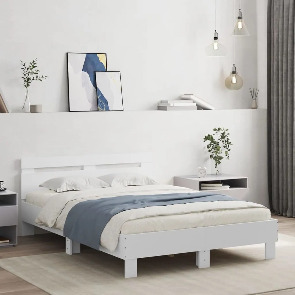 Estrutura cama c/ cabeceira 120x190 cm derivados madeira branco